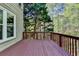 Wooden deck attached to the house overlooking the lush greenery, providing a serene outdoor space at 320 Hillside Manor Dr, Sugar Hill, GA 30518
