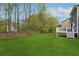 Large backyard with lush green grass and a wood fence perfect for entertaining at 2597 Oak Village Ne Pl, Marietta, GA 30062