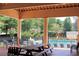Poolside view from beneath a shelter, capturing relaxation and community features at 1418 Waterford Green Dr, Marietta, GA 30068