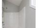 Close up view of the clean white shower and tub in the bathroom at 2075 Ivy Ln, Union City, GA 30291
