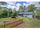 Spacious backyard features a screened-in porch, wooden swing, and garden boxes at 5534 Blackhawk Dr, Acworth, GA 30102