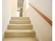 Carpeted stairs with wooden handrail at 988 Vintage Pointe Dr, Lawrenceville, GA 30044