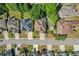 Birds eye view of neighborhood showing houses and street at 1549 Tappahannock Trl, Marietta, GA 30062