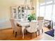 Dining room featuring a light fixture, hardwood floors, and dining table with six chairs at 2165 Sugarstone Ct, Lawrenceville, GA 30043
