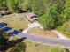 Aerial view of brick home with a circular driveway and a meticulously maintained front lawn and landscaping at 244 Saint Patrick Sw Dr, Mableton, GA 30126