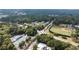 Overhead view of the community's amenities: baseball field, tennis courts, and homes surrounded by ample greenery and trees at 201 Saddle Rd, Alpharetta, GA 30009