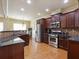 Well-equipped kitchen with stainless steel appliances and dark wood cabinets at 3541 Stoneleigh Walk, Lithonia, GA 30038