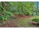 The backyard features a mature treeline, providing shade and privacy at 209 Southerness Ct, Stockbridge, GA 30281