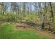 Backyard featuring a creek surrounded by lush greenery at 3025 Kaley Nw Dr, Kennesaw, GA 30152