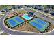 Community aerial view features tennis courts, playground, and pool in a beautifully maintained neighborhood at 5530 Bower Pl, Cumming, GA 30028