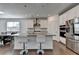 Stylish kitchen with stainless steel appliances, a large island with bar seating and overhead lighting at 5530 Bower Pl, Cumming, GA 30028