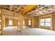 Unfinished basement featuring exposed wooden framing, offering a customizable space at 7636 Chestnut Hill Rd, Cumming, GA 30041