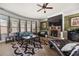 Spacious living room featuring a stone fireplace, large windows, and comfortable seating, perfect for relaxing and entertaining guests at 2745 Veltre Sw Ter, Atlanta, GA 30311
