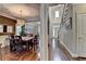 Open floor plan featuring dining room and foyer with hardwood flooring at 2920 Olde Towne Pkwy, Duluth, GA 30097