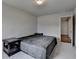 Inviting bedroom with soft carpet, light walls, dark furniture and a doorway leading to wood floors at 4650 Sandy Creek Dr, Cumming, GA 30028