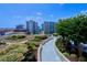 Beautiful roof top garden with winding paths and cityscape views at 860 Peachtree Ne St # 2616, Atlanta, GA 30308