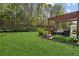 Expansive backyard featuring a well-maintained lawn, mature trees, and an inviting outdoor patio area at 2523 Bancroft Way, Buford, GA 30519