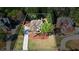 Aerial view of a well-maintained yard with fresh mulch, blossoming azaleas, and mature trees at 6690 Stillmeadow Dr, Cumming, GA 30040