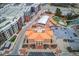 Aerial view showcasing the city hall and outdoor event space with easy access to parking at 4414 Aldenham Way, Suwanee, GA 30024