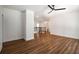 Inviting living room featuring hardwood floors, a stairway to the upper level and a ceiling fan at 492 Mary Hill Ln, Douglasville, GA 30134