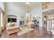 Bright living room with high ceilings, fireplace, and hardwood floors at 3311 Keenland Rd, Marietta, GA 30062