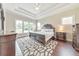 Spacious primary bedroom featuring a tray ceiling, large windows, and hardwood floors at 3311 Keenland Rd, Marietta, GA 30062