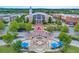 Aerial view of the town center with buildings, landscaping, and streetscape at 3932 Boston Common St, Suwanee, GA 30024