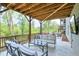 Relaxing outdoor patio features comfortable seating and a scenic wooded view at 412 Nickajack Retreat Ln, Smyrna, GA 30082