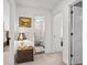 Hallway featuring a bathroom with a shower and another bedroom, showing the layout of the home at 1 James River Ne Pl, Atlanta, GA 30342