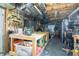 Unfinished basement area with workbench, tool storage, and visible ductwork at 1570 Hill Crossing Ct, Grayson, GA 30017