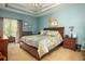 Spacious bedroom featuring a tray ceiling, carpet floors, a large bed, and plenty of natural light at 1570 Hill Crossing Ct, Grayson, GA 30017