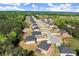 Scenic aerial view of a well-planned community with beautiful homes, lush landscaping, and a pond at 404 Prague Way, Hampton, GA 30228