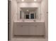 Bathroom with double sink vanity, quartz countertops, and modern fixtures at 518 Scenic Pass, Woodstock, GA 30189