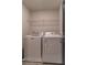 Functional laundry room with washer, dryer, wire shelving, and modern design at 518 Scenic Pass, Woodstock, GA 30189