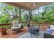 Back porch with egg chair and outdoor furniture creates an inviting outdoor living area at 2518 Oakwood Se Way, Smyrna, GA 30080