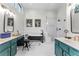 Stunning bathroom boasts double vanity, soaking tub, and separate shower with subway tile at 2518 Oakwood Se Way, Smyrna, GA 30080
