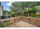 View of the wooden deck surrounded by lush green trees, perfect for outdoor relaxation and enjoying nature at 1902 Glen Ivy, Marietta, GA 30062