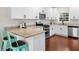 A kitchen features white cabinets, stainless steel appliances, granite counters, and a breakfast bar at 1902 Glen Ivy, Marietta, GA 30062