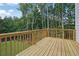 Wood deck overlooking a grassy yard and wooded area, perfect for outdoor relaxation and entertaining at 553 Somersby Dr, Dallas, GA 30157