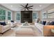 Tastefully furnished living room showcasing a sleek fireplace and scenic outdoor views at 553 Somersby Dr, Dallas, GA 30157