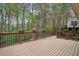 Large wooden deck surrounded by lush greenery, perfect for outdoor entertaining and relaxation at 4284 Windy Gap Nw Ct, Kennesaw, GA 30144