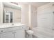 Bathroom with modern vanity and bathtub-shower combo at 1960 Dakota Nw Dr, Acworth, GA 30101
