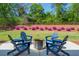 Backyard features a seating area with Adirondack chairs, a fire pit, and landscaping at 5138 Price Dr, Suwanee, GA 30024