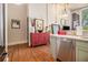 Stylish kitchen with stainless steel appliances, hardwood floors, and unique accents at 978 North Ne Ave # 207, Atlanta, GA 30306