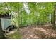 Wooded backyard with mature trees, green foliage, and a gentle slope leading towards the house at 7470 Princeton Trce, Sandy Springs, GA 30328