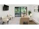 Stylish home office featuring a desk, comfortable chairs, and a view of the lush greenery outside with abundant natural light at 7470 Princeton Trce, Sandy Springs, GA 30328