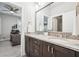 Bright bathroom featuring double vanities with granite counters and modern fixtures at 4025 Connolly Ct, Roswell, GA 30075