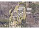 Aerial view of the property showing the home, pool, workshop and more on 6.38 acres at 700 Stewart Rd, Covington, GA 30016