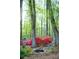 Lush backyard featuring a stone-lined water feature and vibrant azaleas, creating a tranquil outdoor oasis at 1039 Smyrna Rd Sw, Conyers, GA 30094