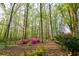 Lush backyard featuring beautiful azaleas amongst tall mature trees creating a peaceful and private setting at 1039 Smyrna Rd Sw, Conyers, GA 30094